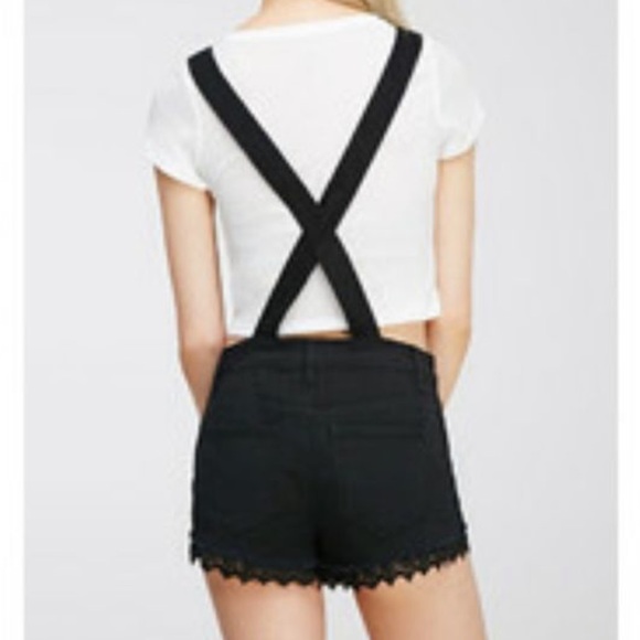 Forever21 Denim Lace Trim Overalls - Picture 2 of 12